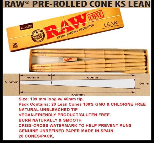 RAW PRE ROLLED CONE KINGSIZE LEAN
