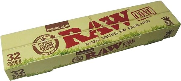 61wXBE3-g-L._AC_SX679_ RAW ORGANIC KINGSIZE PRE ROLLED CONE 32PC PER BOX