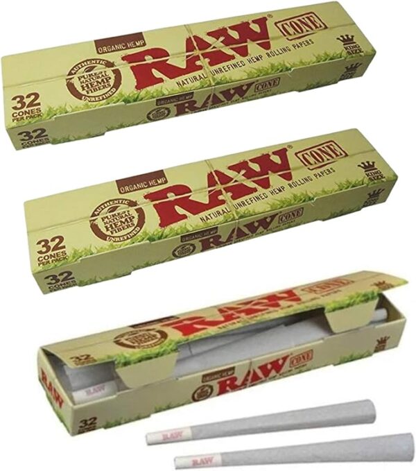 71T-FYt5nVL._AC_SX679_ RAW ORGANIC KINGSIZE PRE ROLLED CONE 32PC PER BOX