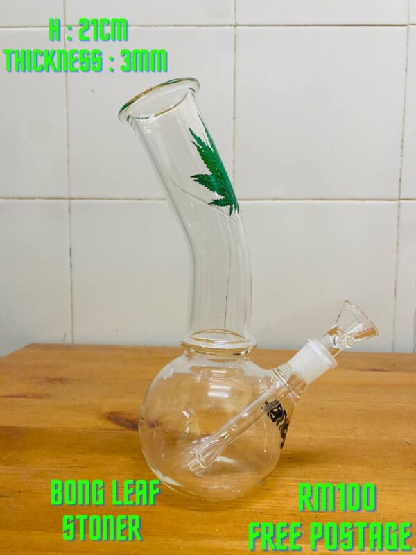 GLASS BONG LEAF STONER 21CM