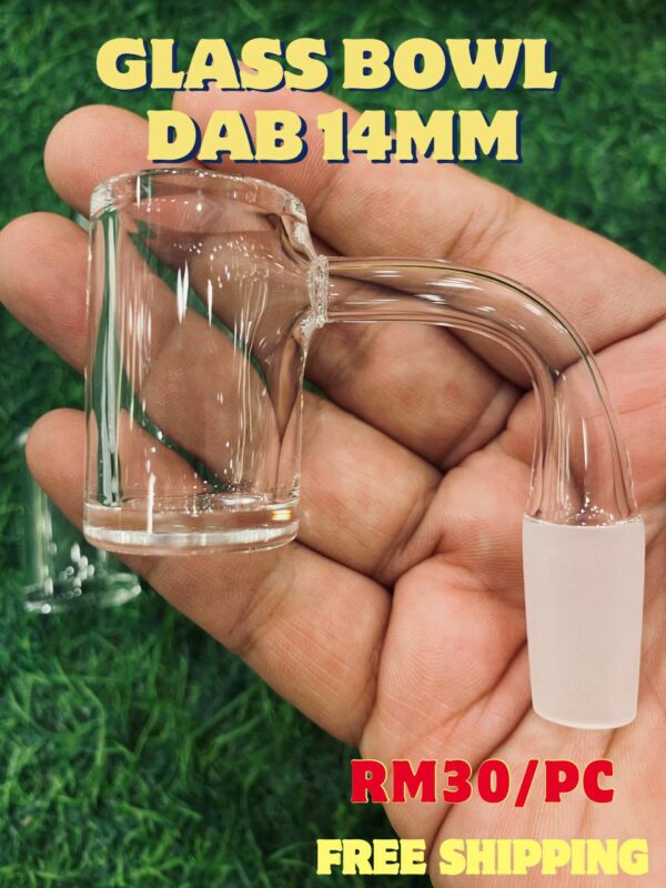 GLASS BOWL DAB 14MM  90 DEGREE MALE BANGER THICK GLASS