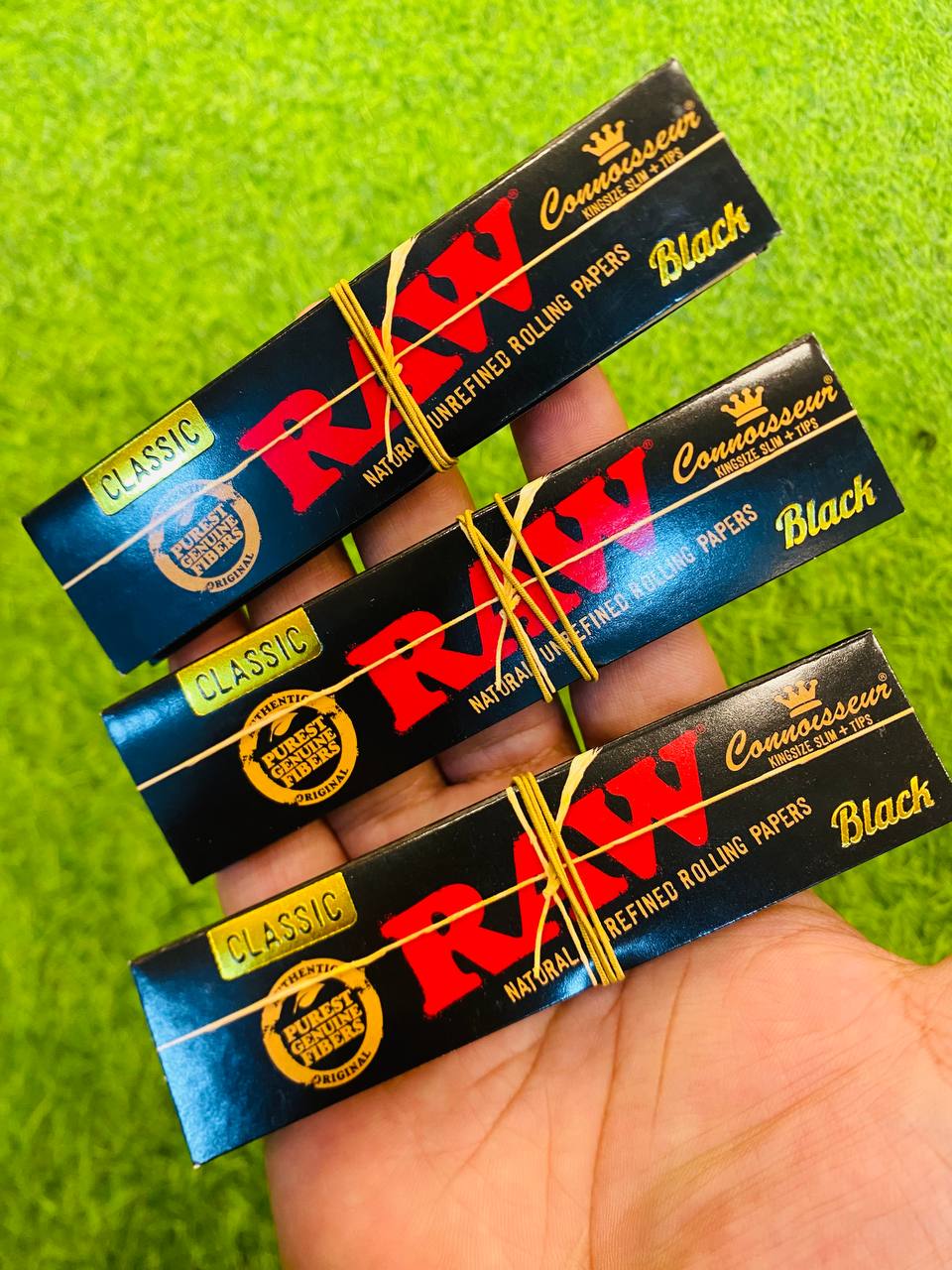 Rawthentic Black Classic Connoisseur King Size Slim Rolling Papers & Tips 110mm - Image 2