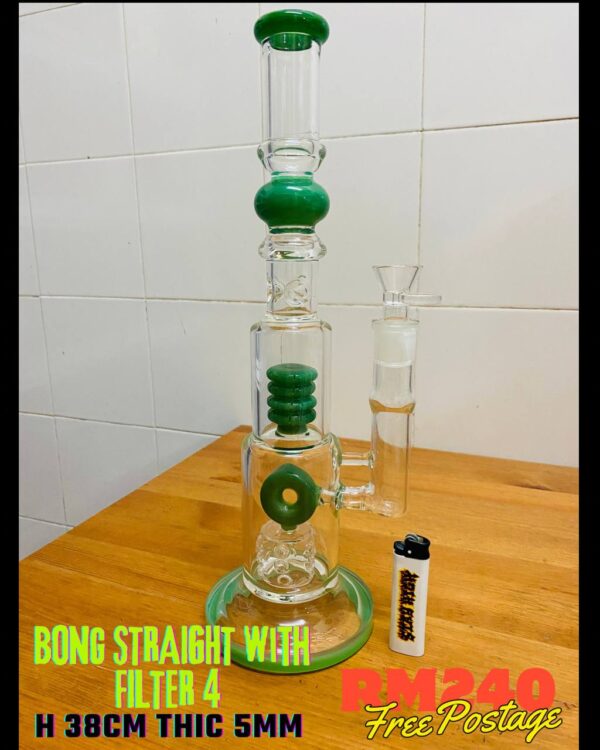 GLASS BONG STRAIGHT WITH FILTER 4 38CM