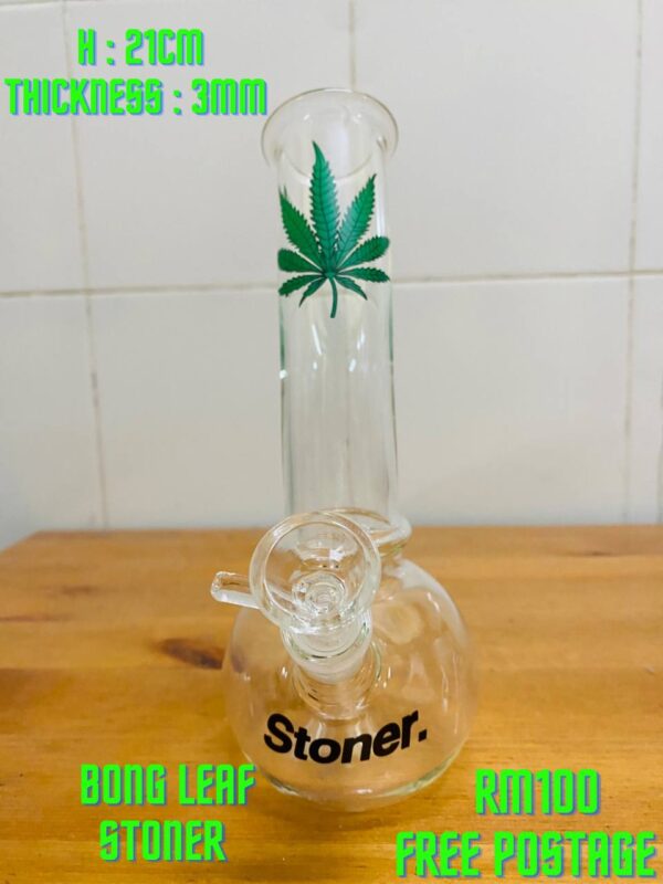 GLASS BONG LEAF STONER 21CM