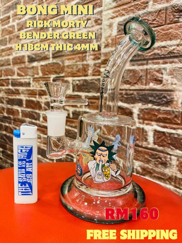 GLASS BONG MINI RICK MORTY BENDER 18CM
