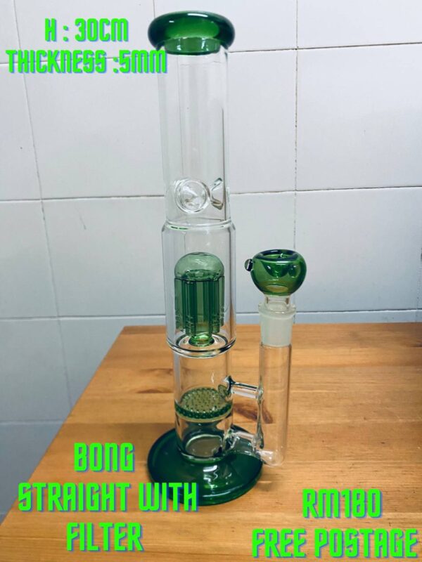 GLASS BONG STRAIGHT WITH FILTER 30CM