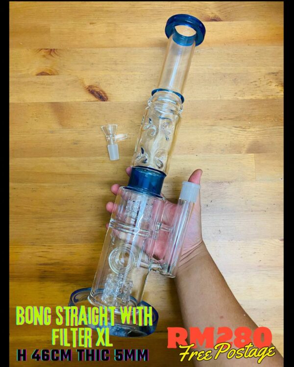 GLASS BONG STRAIGHT WITH FILTER XL 46CM