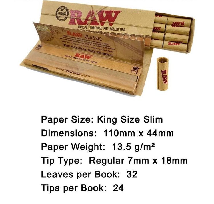 RAW CLASSIC CONNOISSEUR KINGSIZE SLIM + PRE-ROLLED TIPS - Image 2