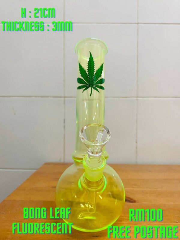 GLASS BONG LEAF FLUORESCENT 21CM
