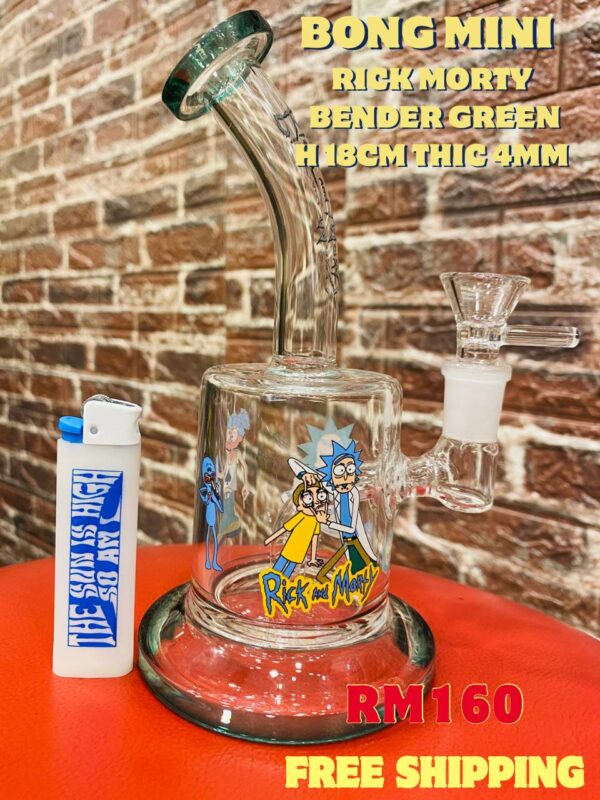 GLASS BONG MINI RICK MORTY BENDER 18CM