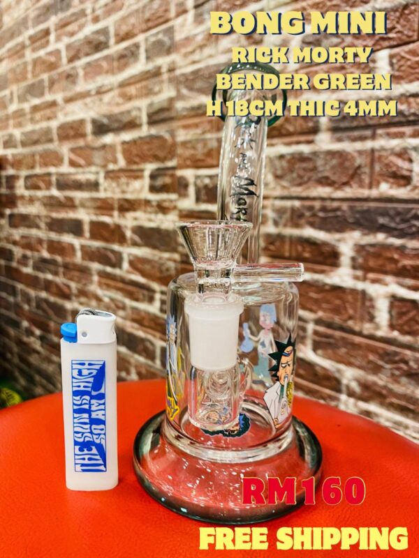 GLASS BONG MINI RICK MORTY BENDER 18CM