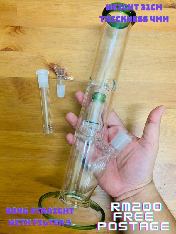 GLASS BONG STRAIGHT WITH FILTER 3 31CM