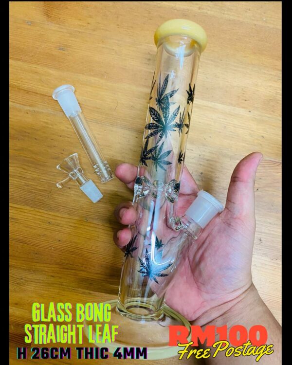GLASS BONG STRAIGHT LEAF 26CM