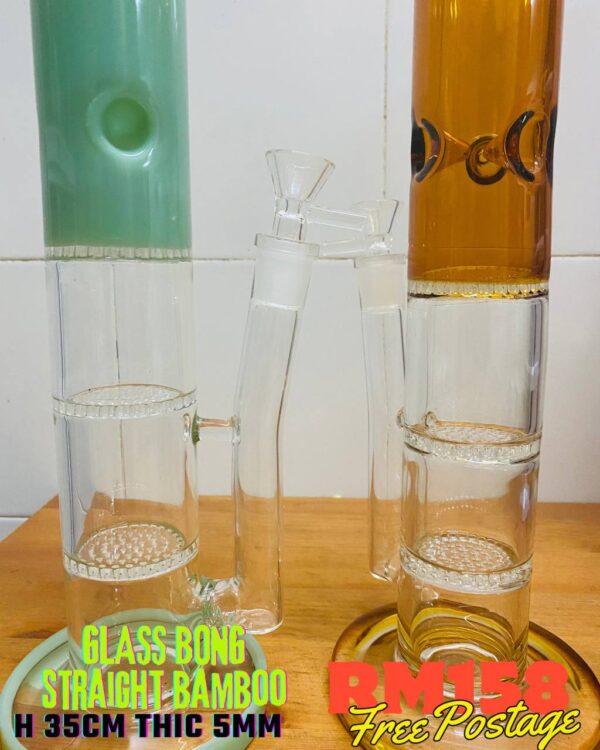 GLASS BONG STRAIGHT BAMBOO 35CM