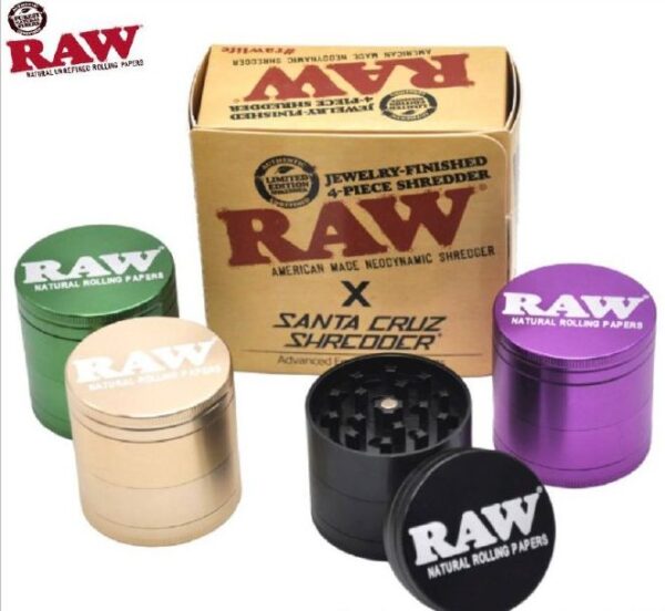 RAW X Santa Crux Jewelry Finished 4 Layer Shredder Aluminium Grinder 52mm