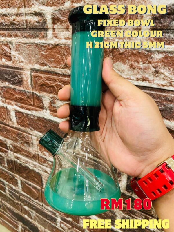 GLASS BONG FIXED BOWL 21CM