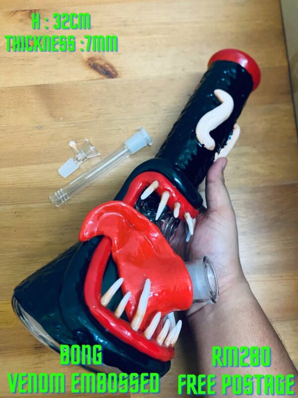 GLASS BONG VENOM EMBOSSED 32CM