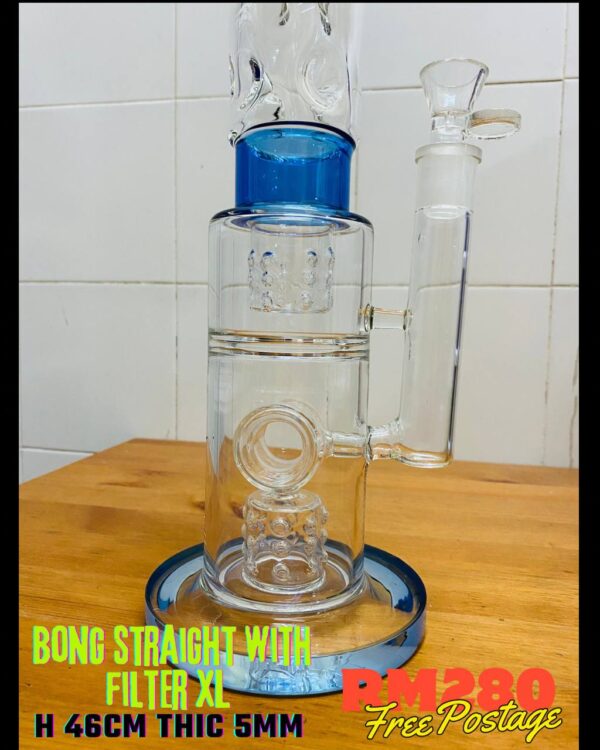 GLASS BONG STRAIGHT WITH FILTER XL 46CM