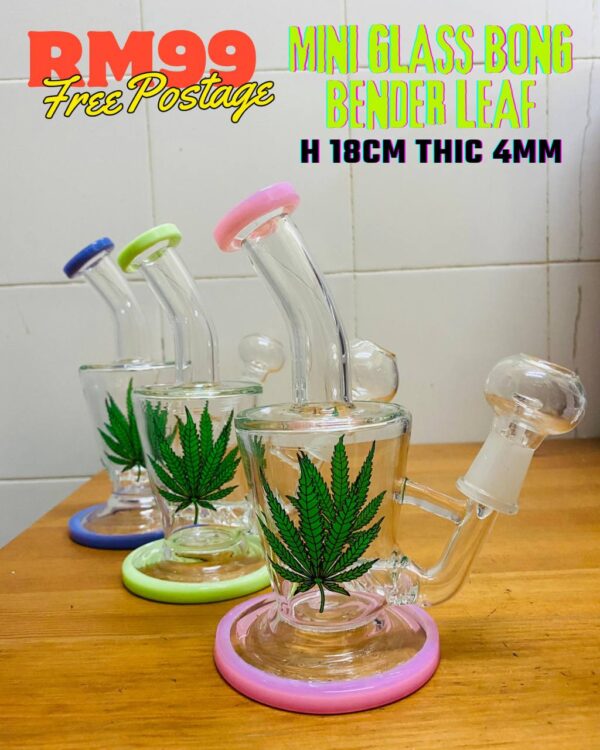 GLASS BONG MINI BENDER LEAF 18CM