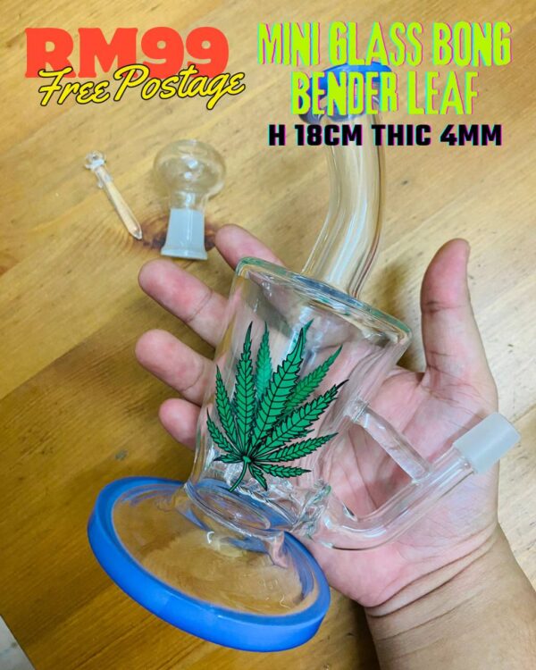 GLASS BONG MINI BENDER LEAF 18CM