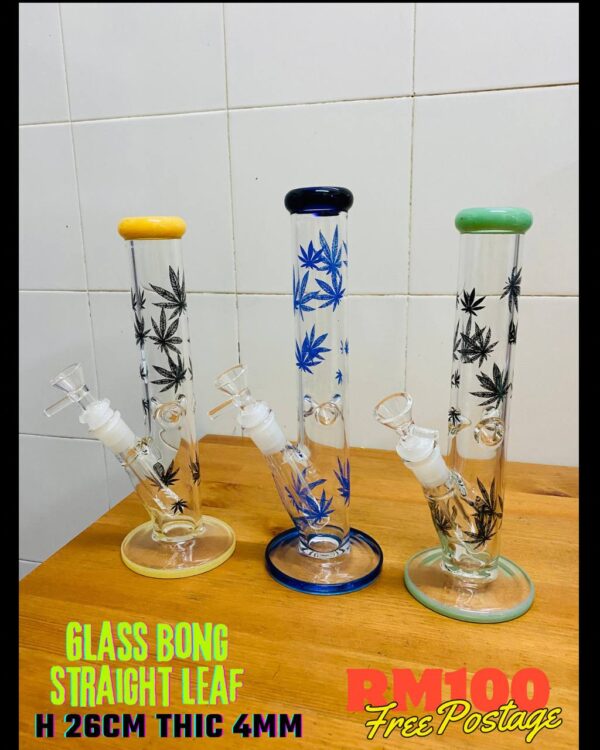 GLASS BONG STRAIGHT LEAF 26CM