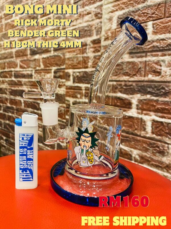 GLASS BONG MINI RICK MORTY BENDER 18CM