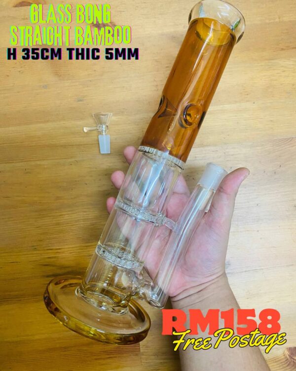 GLASS BONG STRAIGHT BAMBOO 35CM