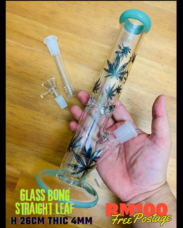 GLASS BONG STRAIGHT LEAF 26CM