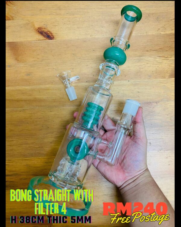 GLASS BONG STRAIGHT WITH FILTER 4 38CM