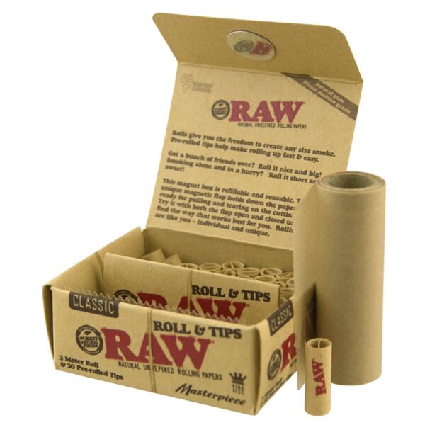 Raw Masterpiece - 3m Rolls + 30 Pre-Rolled Tips