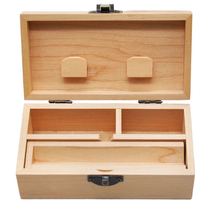 Wooden Stash Box With Rolling Tray Natural Handmade Wood and Herbal Storage Box For Rolling (5.35*2.79*1.96inch) - Image 4
