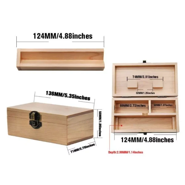 IMG_0345 Wooden Stash Box With Rolling Tray Natural Handmade Wood and Herbal Storage Box For Rolling (5.35*2.79*1.96inch)