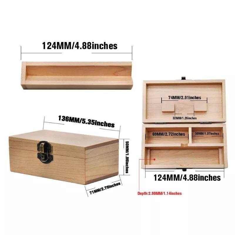 Wooden Stash Box With Rolling Tray Natural Handmade Wood and Herbal Storage Box For Rolling (5.35*2.79*1.96inch) - Image 8
