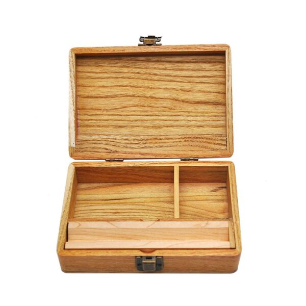 ￼Wooden Stash Box With Rolling Tray Natural Handmade Wood  and Herbal Storage Box For Rolling (6.81*4.72*1.96inch)