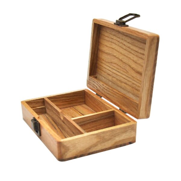 ￼Wooden Stash Box With Rolling Tray Natural Handmade Wood  and Herbal Storage Box For Rolling (6.81*4.72*1.96inch)