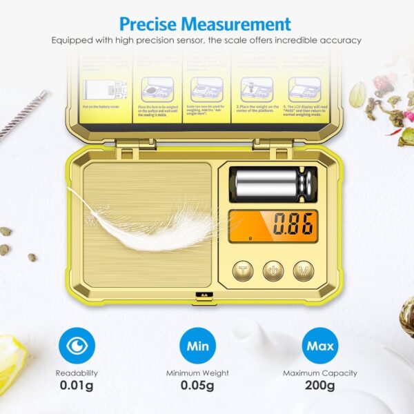 High-Precision Digital Jewelry Scale Kitchen Mini Pocket Scale (200g/0.01g)
