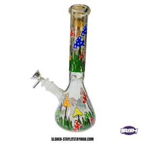 GLASS BONG BEAKER MUSHROOM 2 23CM
