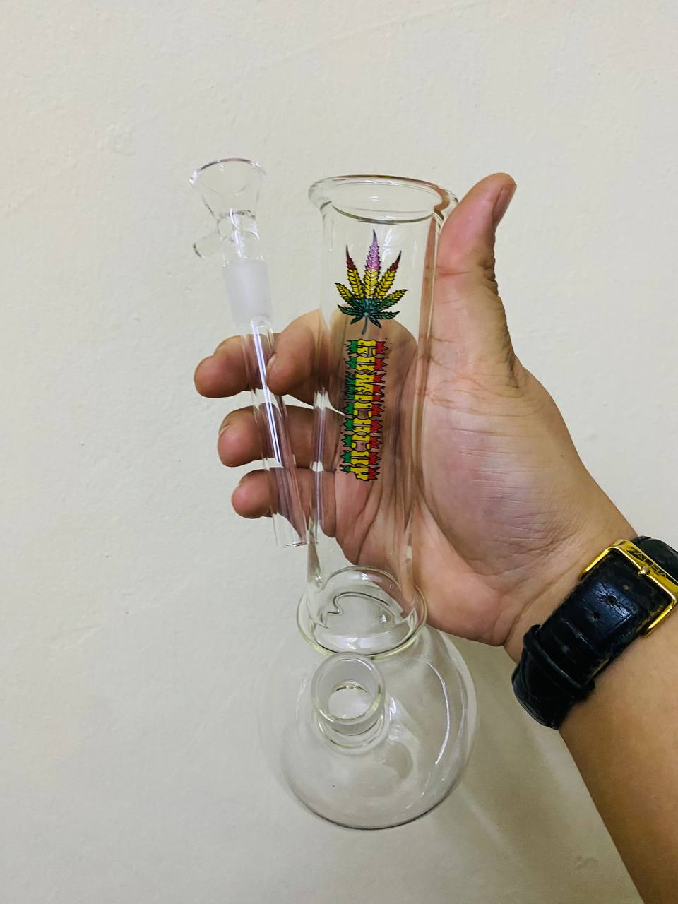 GLASS BONG LEAF RASTA GOMICOCOP 20CM - Image 4