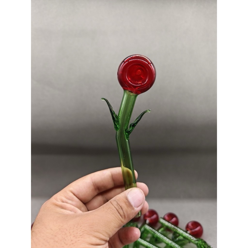 Handcrafted Glass Rose Art Pipe - Image 4