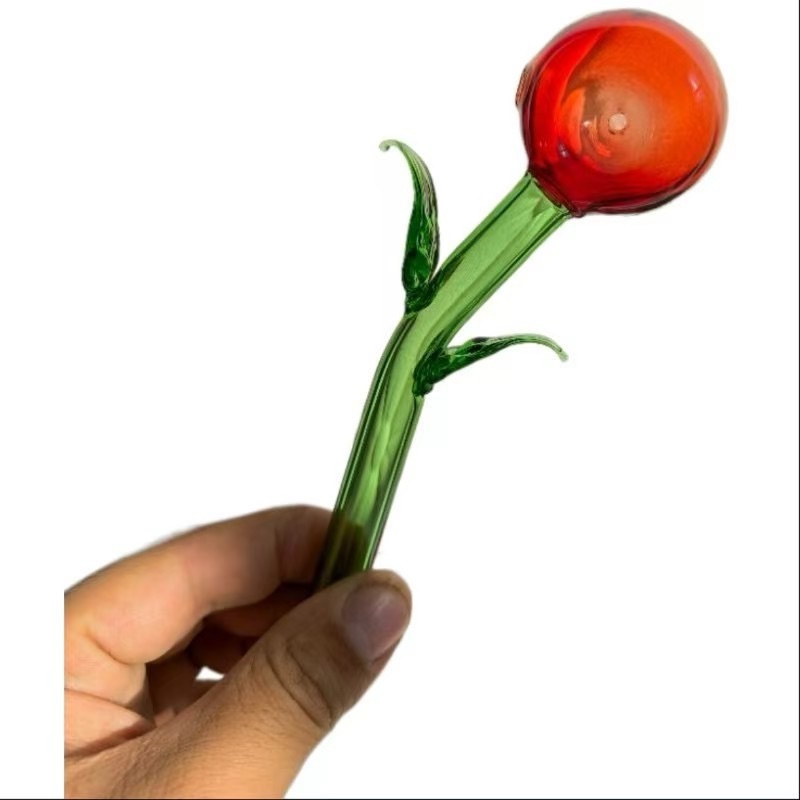 Handcrafted Glass Rose Art Pipe - Image 2
