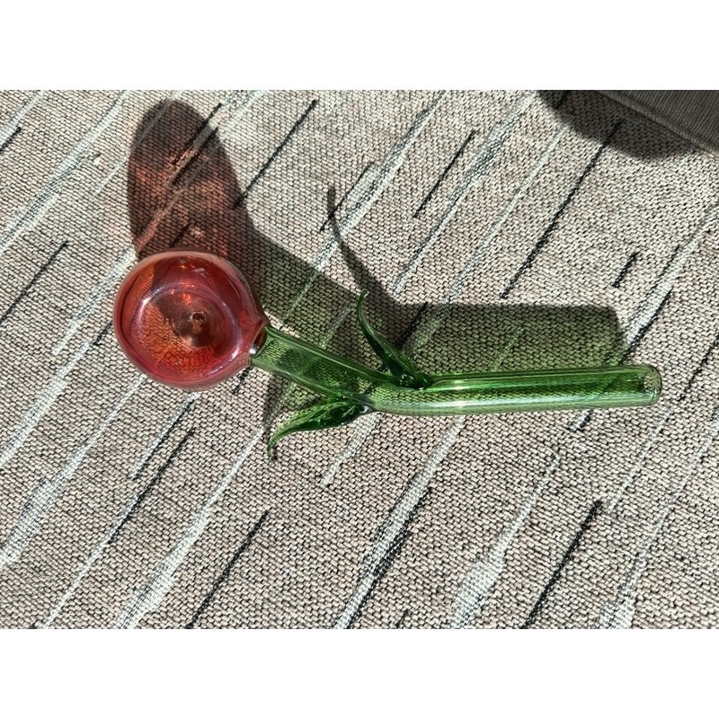 Handcrafted Glass Rose Art Pipe - Image 5