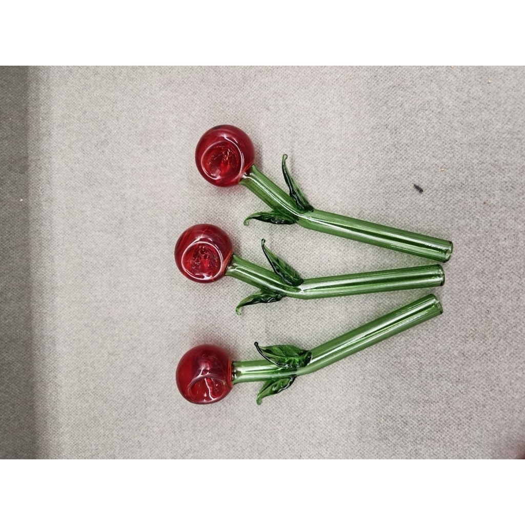 Handcrafted Glass Rose Art Pipe - Image 6