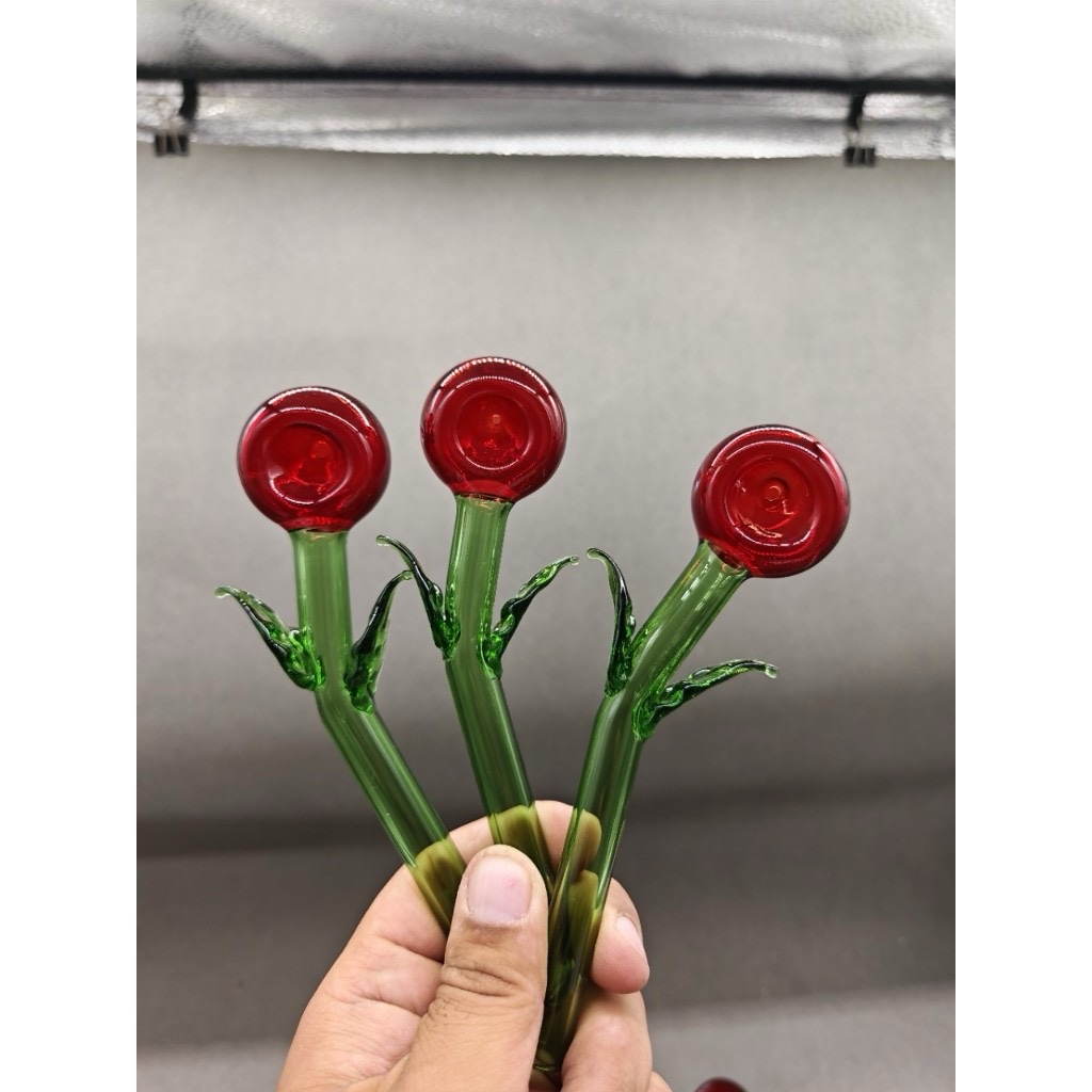Handcrafted Glass Rose Art Pipe - Image 8