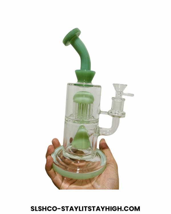 GLASS BONG JADE FROST DUAL PERC BUBBLER  25CM