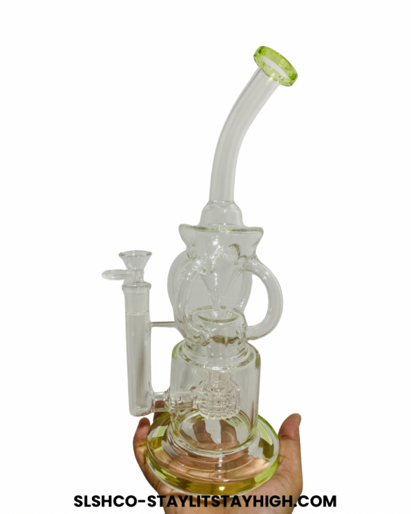 GLASS BONG EMERALD CYCLONE RECYCLER 34CM
