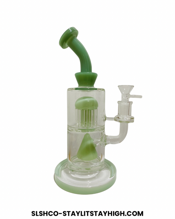 GLASS BONG JADE FROST DUAL PERC BUBBLER  25CM