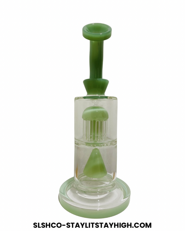 GLASS BONG JADE FROST DUAL PERC BUBBLER  25CM