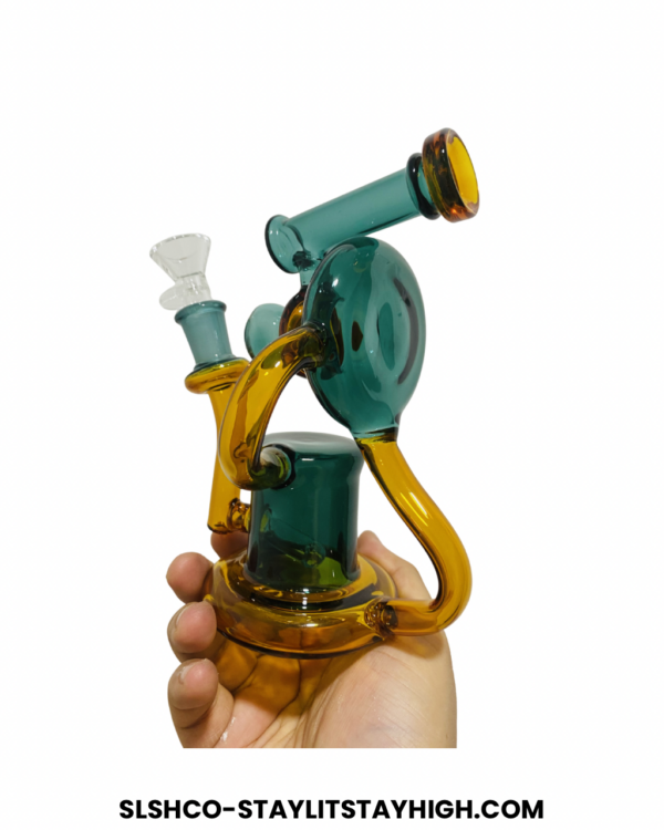 GLASS BONG PRISM LOOP RECYCLER BUBBLER 18CM