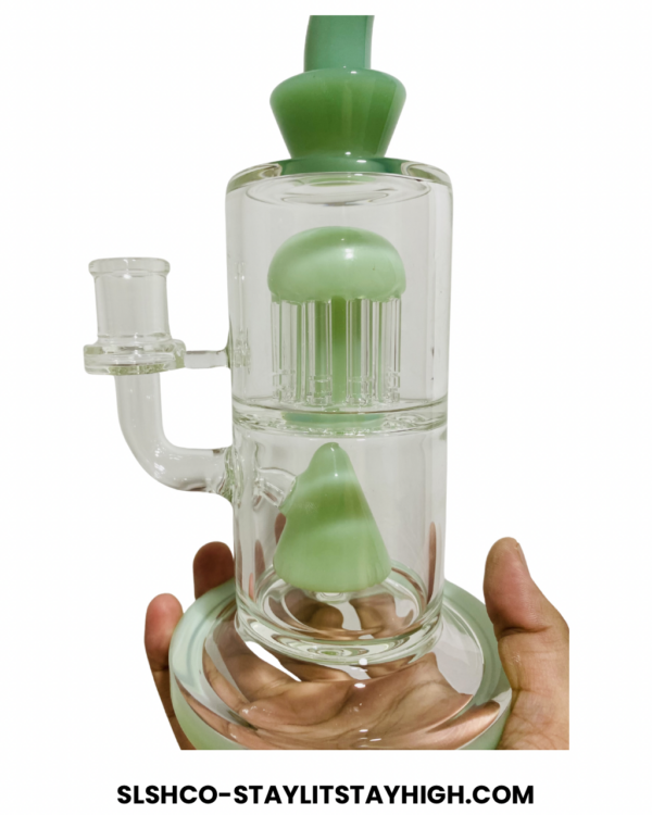 GLASS BONG JADE FROST DUAL PERC BUBBLER  25CM