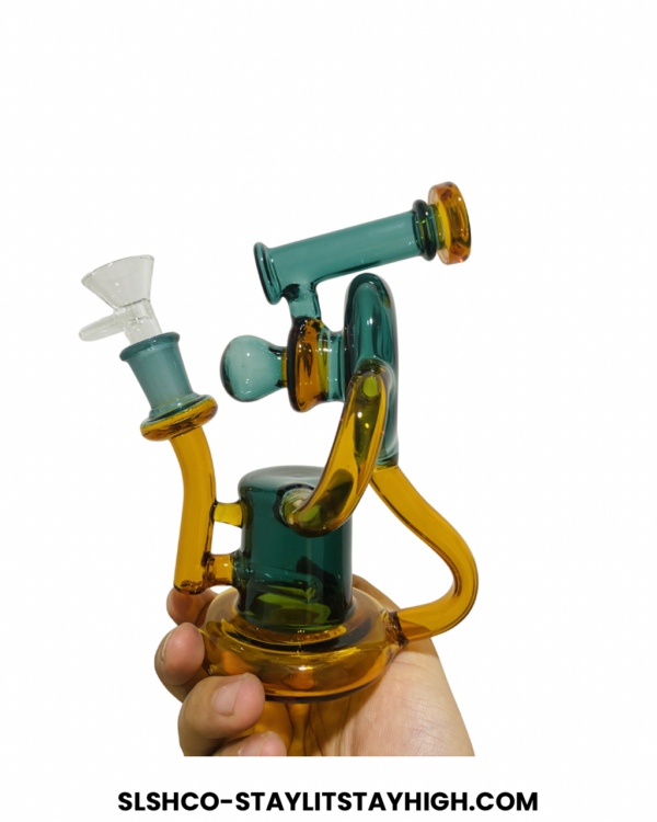GLASS BONG PRISM LOOP RECYCLER BUBBLER 18CM
